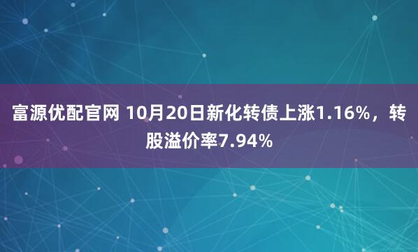 富源优配官网 10月20日新化转债上涨1.16%，转股溢价率7.94%