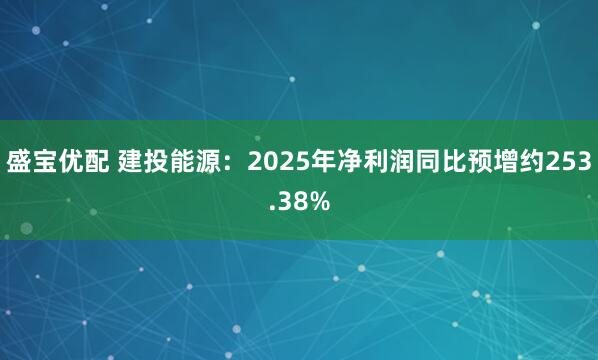 盛宝优配 建投能源：2025年净利润同比预增约253.38%